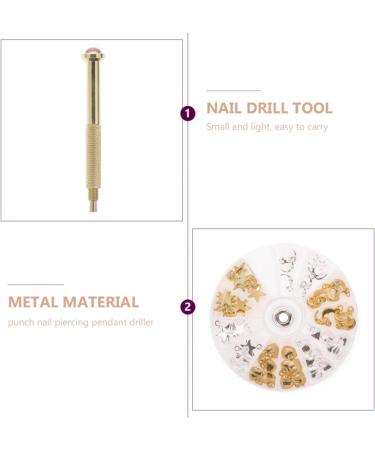 Lurrose 1 Set Dangle Nail Charms Alloy Letter Nail Piercing Charms Rhinestone Nail Rings Crystal Metal Nail Charms Nail Jewelry Hoops with Nail Piercing Tool Hand Drill for Nail Tip Decoration - Buy Online on GoSupps.com