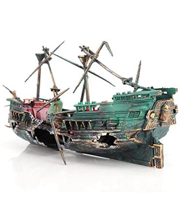 Sreuyong Large Aquarium Shipwreck Decor Boat Plastic Set Resin Ship Fish Aquarium Ornaments for Aquarium Decor Accessories