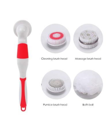 Electric Waterproof Body Shower Brush - Long Handle Skin Massager & Exfoliation Kit (Rose) - Buy Online on GoSupps.com