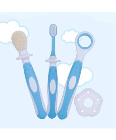 NUOBESTY Baby Teether Toothbrush Kit - Soft Bristle 360 Oral Care Training Toy for Infants (Blue) | Best Chew Toys for Teething Babies - Buy Online on GoSupps.com
