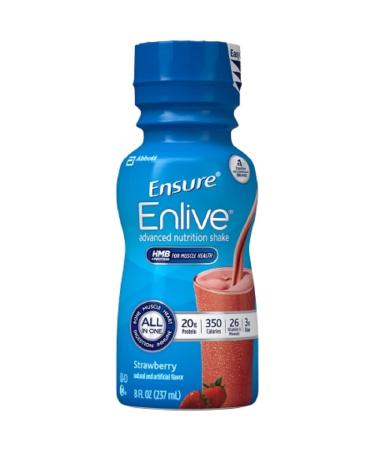 Ensure Enlive Advanced Therapeutic Nutrition Shake, Institutional, Strawberry, 8 oz Bottle PK24 Strawberry 8 Fl Oz (Pack of 24)