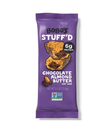 Bobo’s Stuff’d Oat Bar, Chocolate Almond Nut Butter, 2.5 Oz. Bar (12 pack), Whole Grain Snack & Protein Bar. Great Tasting & On-The-Go-Snack. Gluten Free, Non-GMO, Vegan, Kosher, and Soy Free.