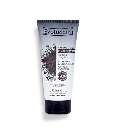 EVOLUDERM – Detox Mask with Active Vegetable Charcoal – 100 ml – 98% Natural Origin – Vegan – Made in France