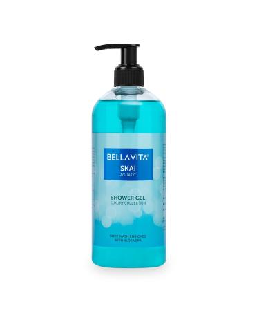 Bella Vita Luxury Skai Aquatic Body Wash Refreshing Shower Gel for Deep Cleansing Hydrating & Moisturising Skin with Aloe Vera 500 Ml