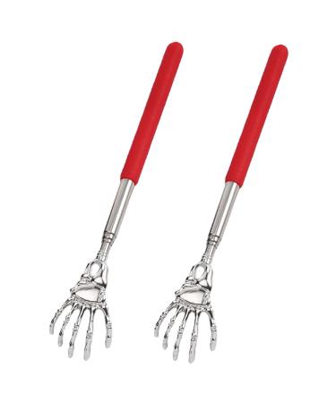 Dcniyt telescopic back scratch made of stainless steel portable ultimate pocket self-massage device for difficult itching red 2 pieces
