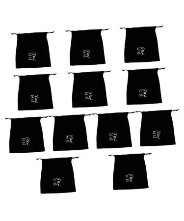 Healeved 12 Pcs Hair Dryer Storage Bag Hair Dryer Supplies Purse Organizer Bags Wig Travel Case Flannel Black
