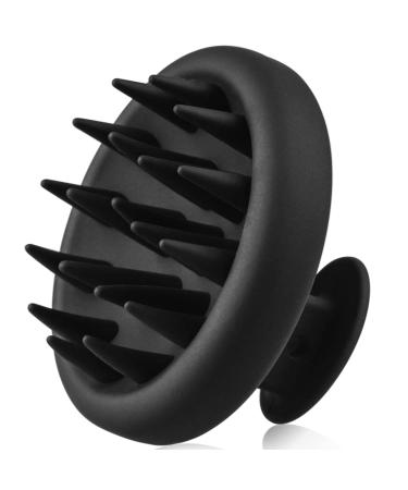 Scalp Massager Shampoo Brush, Waterproof Shower Scalp Scrubber with Soft Silicone Bristles, Scalp Brush for Hair Growth & Dandruff Treatment, Hair Massager for All Hair Types of Men Women Kids (Black)