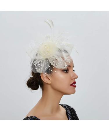 1920s Headband 1920s Flapper Headpiece Vintage Hair Clip Bridal Hairband for Pageant Themed Party Cocktail Wedding Beige - Buy Online on GoSupps.com