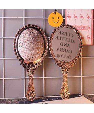 AKOAK Retro Pattern Handle Makeup Mirror - Portable Hand-held Lace Mirror in Rose Gold - Buy Online on GoSupps.com