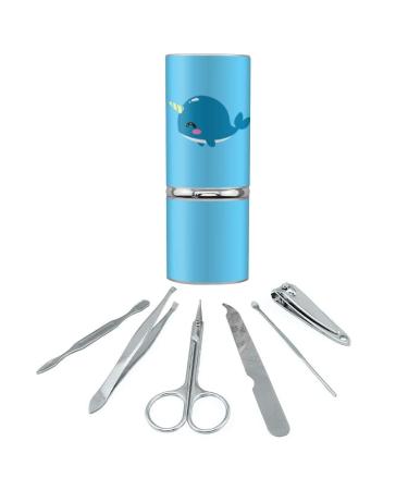 Cute Kawaii Baby Narwhal Stainless Steel Manicure Pedicure Grooming Beauty Care Travel Kit