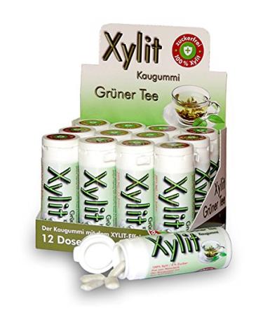 Xylitol chewing gum green tea |12 x 30 pconBigpack with 360 chewing gum |Sugar -free & vegan |Without aspartame sorbitol & titanium dioxide green tea 30 pieces (12 pack)