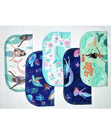 Mermaids and Friends 2 Ply Printed Flannel 8x8 Inches Set of 5 - Soft & Cozy - Buy Online on GoSupps.com