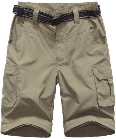 Boys Convertible Hiking Pants | Lightweight Quick Dry Zip Off | UPF 50+ Cargo Trousers Khaki 12-14 Years - Buy Online on GoSupps.com