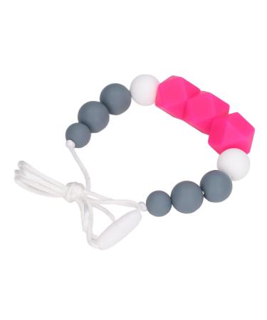 Teething Toy Easy to Clean Baby Feeding Chain for Interesting Educational Food for Daily Use (Rose Red)