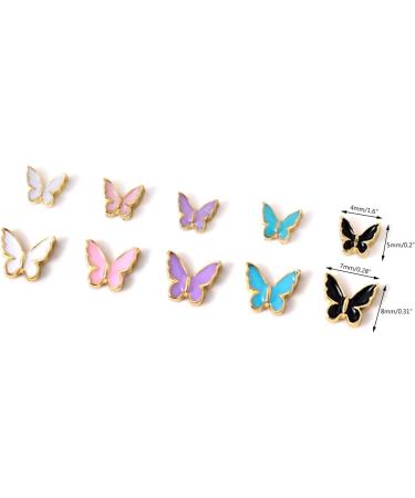 FEIlei 5Piece Colorful Metal Butterfly Nail Decoration Butterfly Charm for DIY Manicure - Buy Online on GoSupps.com
