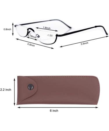 Kokobin Half-Frame Reading Glasses - Metal Crescent Lens +1.5 | Spring Hinges for Men & Women | 3-Pack Narrow Readers - Buy Online on GoSupps.com