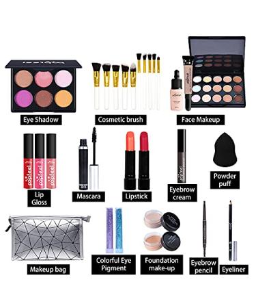 Roseflower 19PC Professional Makeup Set for Teen Girls | Complete Cosmetic Case with Eyeshadow Palette & Portable Storage Bag - Buy Online on GoSupps.com
