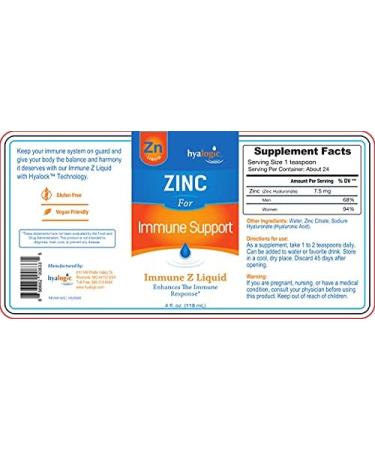Hyalogic Liquid Zinc Supplement (4 Oz) - Immune & Mineral Support with Hyaluronic Acid - Gluten-Free & Cruelty-Free - Buy Online on GoSupps.com