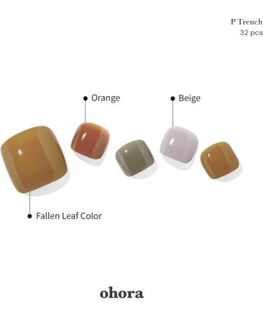 ohora Semi-Cured Gel Pedicure Strips 34pcs(P Trench) - Bold & Chic Nail Wraps with Prep Pads & Nail File - Buy Online on GoSupps.com