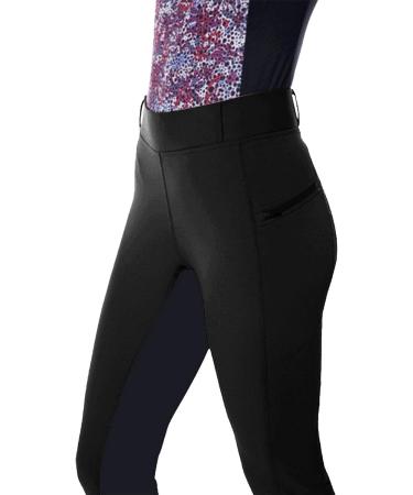 Girls' High Waist Patchwork Equestrian Breeches, Large Black Riding Pants for Fashion & Exercise - Buy Online on GoSupps.com