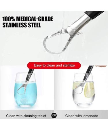 Silver Tongue Cleaner Brush - Stainless Steel Tongue Scraper for Bad Breath Relief - Portable Oral Care for Home & Travel - Buy Online on GoSupps.com