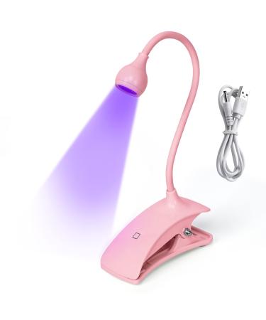 Quick Dry UV LED Nail Lamp, krofaue Gel UV Nail Lamp 3W Gel Nail Dryer 10 Seconds Quick Dry Gooseneck Cure Light Lamp Clip Professional Nail Dryer for Gel Polish Curing Nail Tips Art Tools Accessories Pink