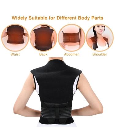 Self-Heating Full Back Support Belt | Magnetic Therapy Shoulder & Neck Massager - Medium Black Heat Vest for Pain Relief & Posture Correction - Buy Online on GoSupps.com