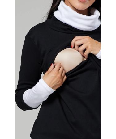 Happy Mama Maternity Nursing Jumper Sweatshirt 348 Black & White - Size 8-10 | Women's Boutique - Buy Online on GoSupps.com