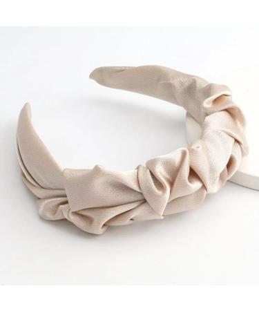 Women's Crystal Satin Pleated Headband Wide Hair Band Vintage Headband Hair Accessories Non-Slip Headbands Headwear for Women Girls Daily Wear Khaki - Buy Online on GoSupps.com