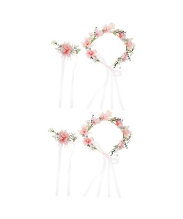 FRCOLOR 2 Sets Bridal Wreath Floral Headpiece Hair Bands for Womens Hair Bride Hair Clasp Flower Girl Headpieces for Wedding Adjustable Headband Flower Wreath Floral Wreath Headband Fabric