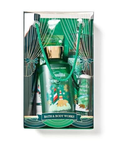 Vanilla Bean Noel Gift Set - Bath & Body Essentials in Festive Holiday Bag | Fragrance Mist Body Cream Shower Gel & Hand Cream - Buy Online on GoSupps.com
