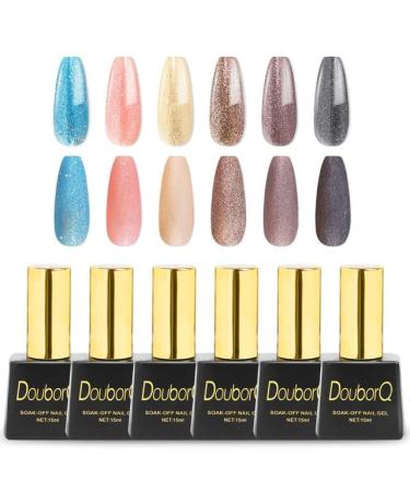 15ml UV Nail Gel Glitter Dazzling Gel Nail Varnish Hybrid Semi Permanent Base Top Coat Soal Off UV Gel Polish - (Color: Multi)