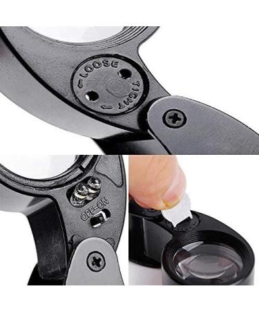 Spacmirrors LED Magnifying Glass 40X Full Metal Jewel Jewel Ring Pocket Folding Glass Jeweler Eye Magnifier - Buy Online on GoSupps.com