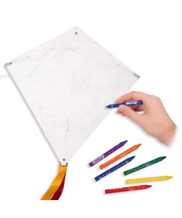 Cim dragon kit - Workshop Eddy - Children's kite Complete set to make yourself with 6 wax pens - 43 x 43cm - including dragon cord on handle and two patrol tails
