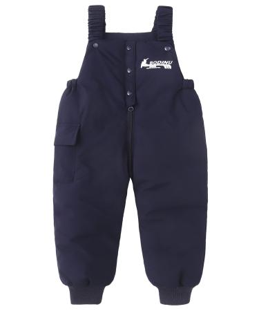 Happy Cherry Baby Winter Pants Newborn Boys Girls Overall Ski Trousers Infant Warm Snow Bib Pant Toddler Windproof Padded Snowsuit Bottoms Elastic Buttom Zipper Outerwear Outftis Clothes 100 A- Dark Blue