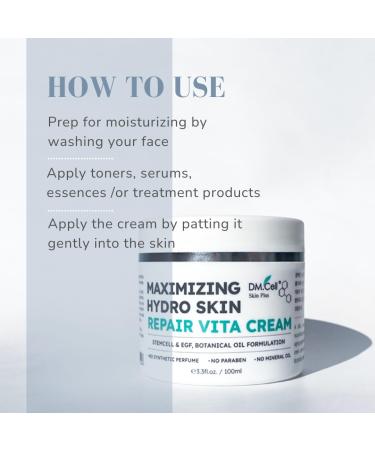 DM.Cell Super Moisturizing Cream - Hydrating Hydro Cream with Hyaluronic Acid & EGF | K-Beauty Award Winner | 3.52 oz/100g | International Shipping Available - Buy Online on GoSupps.com