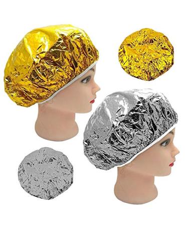 YIZAN Shower Cap - Heat Insulation Aluminum Foil Hat for Women | Elastic Hairdresser Cap - Silver - Buy Online on GoSupps.com