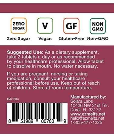 EZ Melts Resveratrol 150mg Sublingual Vitamins - Vegan, Zero Sugar, Natural Grape Flavor | 60 Fast Dissolve Tablets - Buy Online on GoSupps.com