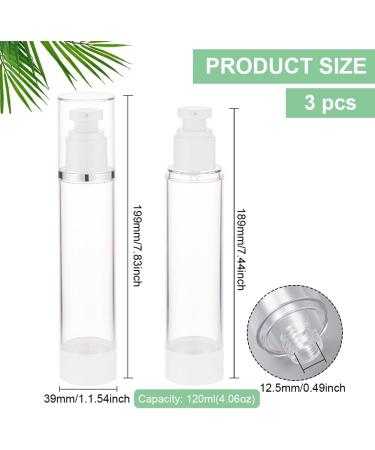 Benecreate 3-Piece Airless Pump Foundation Container Set 120ml Refillable White Plastic Bottles for Lotion Shampoo & Makeup - Perfect Travel Size - Buy Online on GoSupps.com