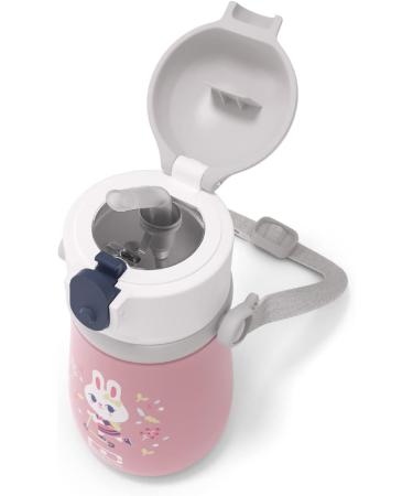 Monbento Kids Insulated Water Bottle 12oz - Leakproof with Straw - Hot/Cold 12 Hours - BPA Free - Pink Bunny - Buy Online on GoSupps.com