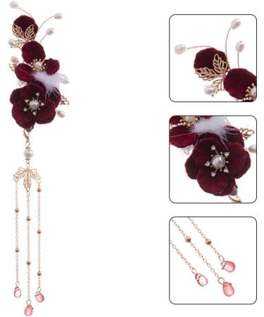 LALAFINA Antique Fur Ball Hair Clip Dangle Tassel Hairpin Women Flower Hair Barrette Dangle Tassel Hair Clip Hair Accessory for Women Japanese Hair Abs Accessories Girl Hanfu - Buy Online on GoSupps.com
