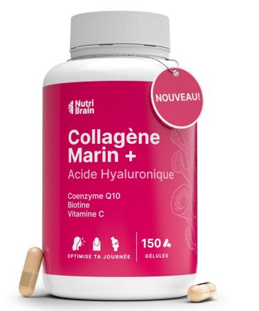 Collag ne Marin Hydrolys Pur + Acide Hyaluronique Coenzyme Q10 Biotine & Vitamine C | 150 G lules | Haute Biodisponibilit | 5 Mois | Peptides Type 1 | Peau Cheveux Ongles Articulations