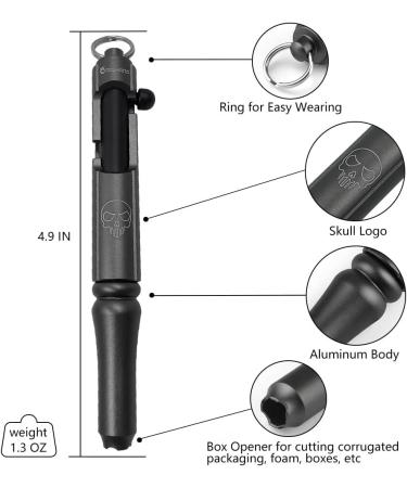 Cool Hand 4.9'' Bolt Action Pen | EDC Pocket Signature Pen | Black/Gray/Bronze Aluminum | Tactical Ballpoint Ink | Refillable | US Flag/Eagle/Skull Logo - Buy Online on GoSupps.com