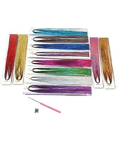 KJ BN 12 Colors Hair Tinsel Strands Synthetic Long Hairpiece for Girls Women Kids Party Long Hair - Buy Online on GoSupps.com