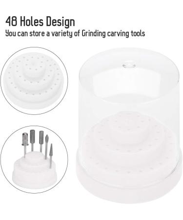 48 Holes Nail Art Plastic Nail Drill Stand Holder Convenient and Well-Organized for Grinding Carving Tools Salon Display Option (White) - Buy Online on GoSupps.com