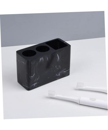 Zerodeko 3-Piece Toothbrush Holder Set - Bamboo Bathroom Organizer Razor & Toothpaste Rack - Black - 14x6.1x9 cm - Buy Online on GoSupps.com