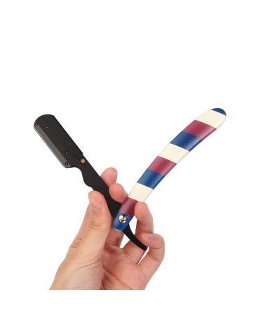Buy Professional Barber Straight Edge Razor & Fade Brush Set | 5 Blades for Close Shaving & Hair Cutting | Red/White/Blue - Buy Online on GoSupps.com