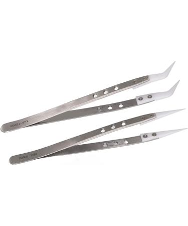 Stainless Steel Curved Tweezers Set 2 Pieces for Precision Electronic Repair | International Shipping - Buy Online on GoSupps.com