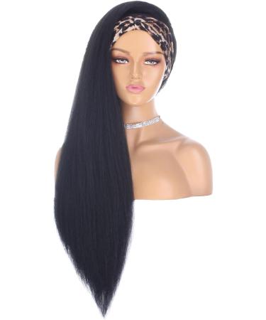 Xtrend 26 Inch Kinky Straight Yaki Headband Wig for Black Women - Natural Looking Synthetic Hair, Easy to Wear - 1B# Black Color - 26 Inch - Buy Online on GoSupps.com