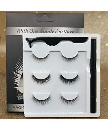  NO GLUE NO MAGNENT 3 Differt Pairs Makeup Magic Eyeliner Lashes Set Tweezer Handmade Natural And Dramatic Look False Eyelashes Eye Lashes Extension (01) - Buy Online on GoSupps.com